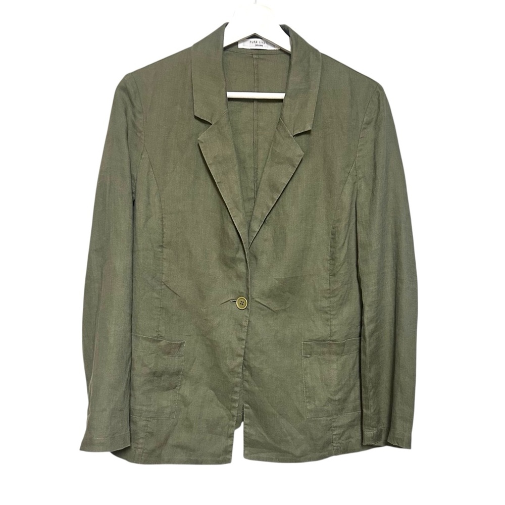 John‎ Lewis S/M pure linen blazer single breasted one button casual lightweight